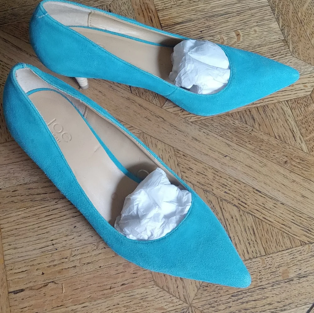 Turquoise genuine leather suede stiletto heels - Picture 5 of 5